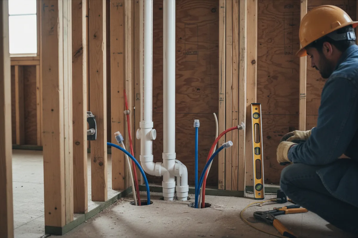 Drain and supply rough-in during Leak Detection in Chelsea