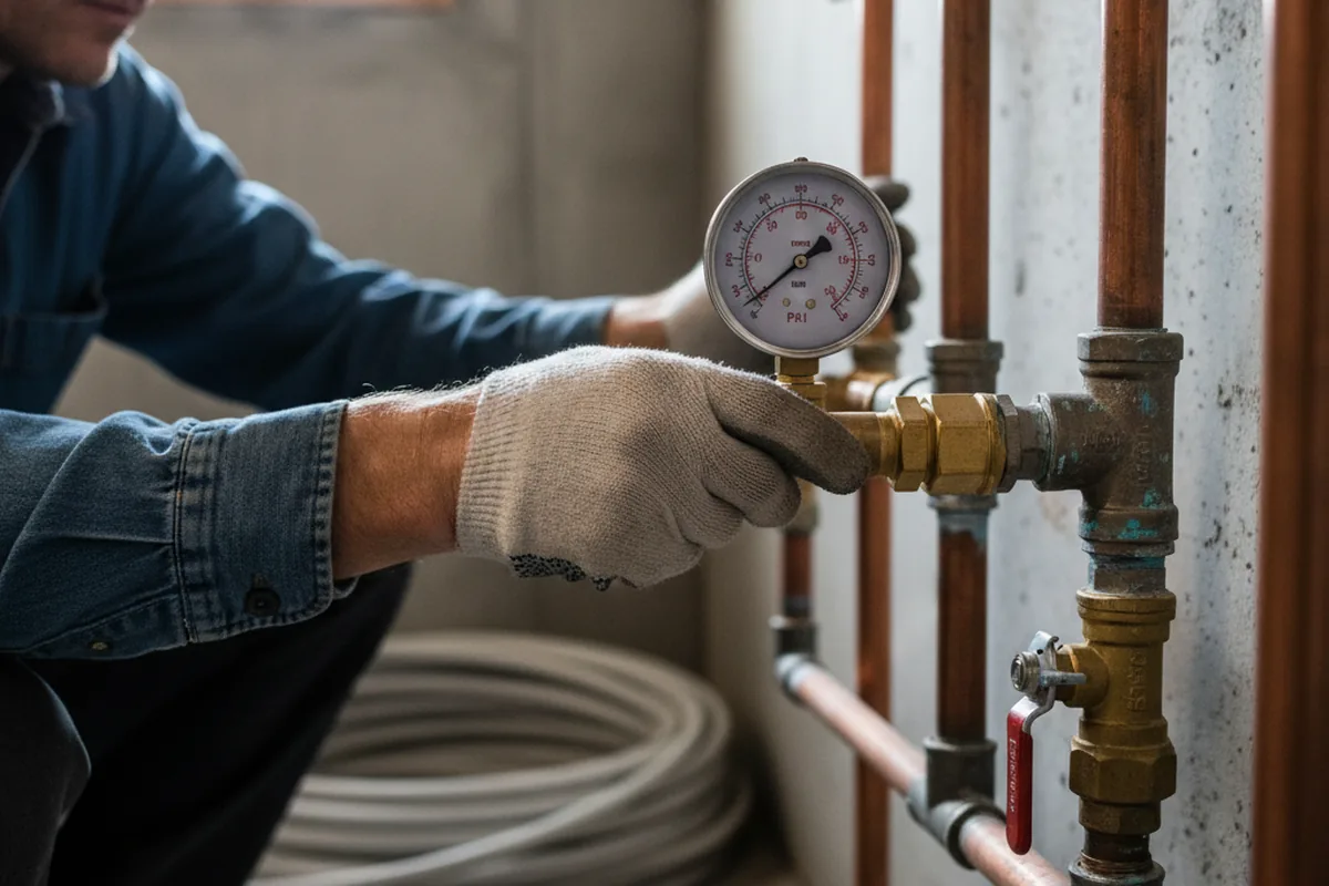 Pressure testing a repaired line during Water Line Repair in Chelsea
